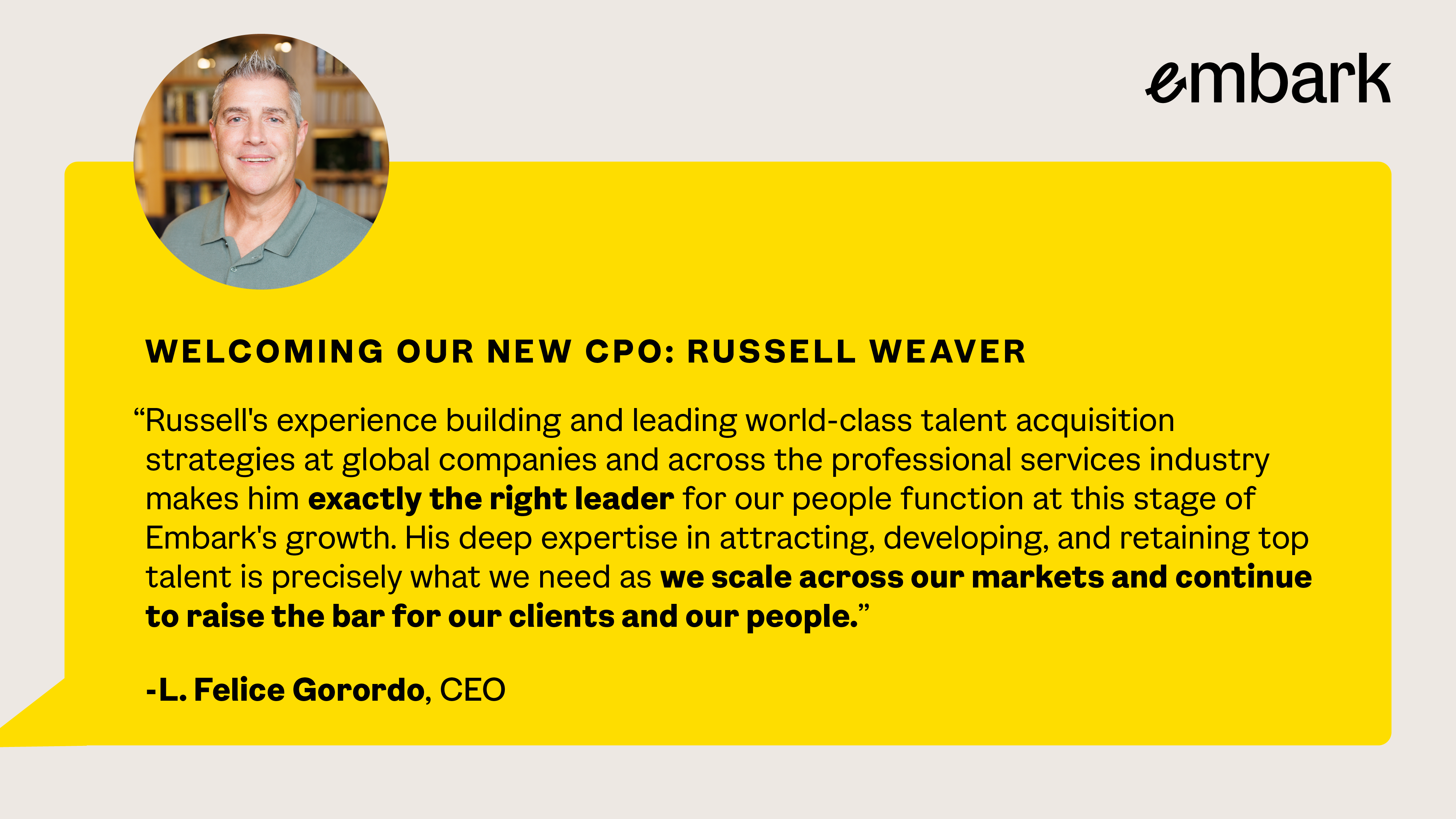 Embark Names Russell Weaver as Chief People Officer to Drive Talent Strategy and Workforce Transformation